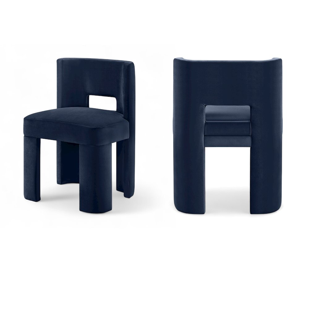 Zuno Navy Velvet Performance Fabric Upholstered Dining Chair