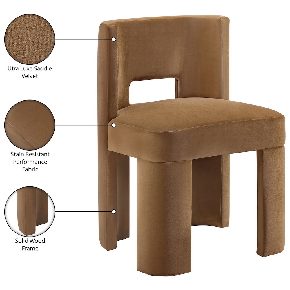 Zuno Saddle Velvet Performance Fabric Upholstered Dining Chair