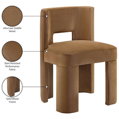 Zuno Saddle Velvet Performance Fabric Upholstered Dining Chair