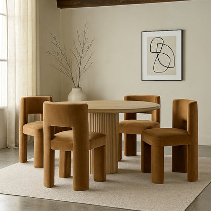 Zuno Saddle Velvet Performance Fabric Upholstered Dining Chair