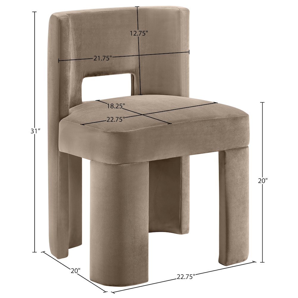 Zuno Taupe Velvet Performance Fabric Upholstered Dining Chair