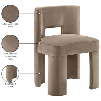 Zuno Taupe Velvet Performance Fabric Upholstered Dining Chair