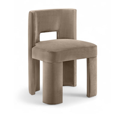 Zuno Taupe Velvet Performance Fabric Upholstered Dining Chair