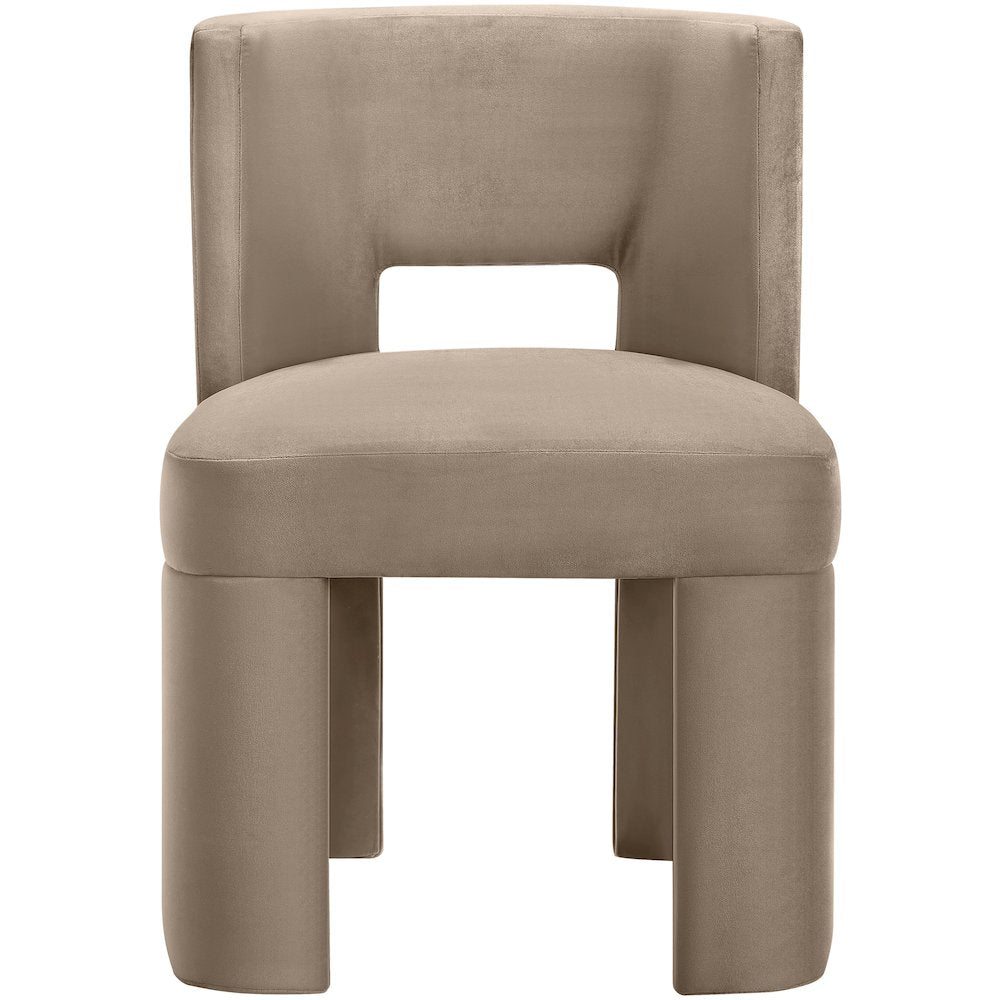 Zuno Taupe Velvet Performance Fabric Upholstered Dining Chair