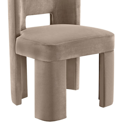 Zuno Taupe Velvet Performance Fabric Upholstered Dining Chair