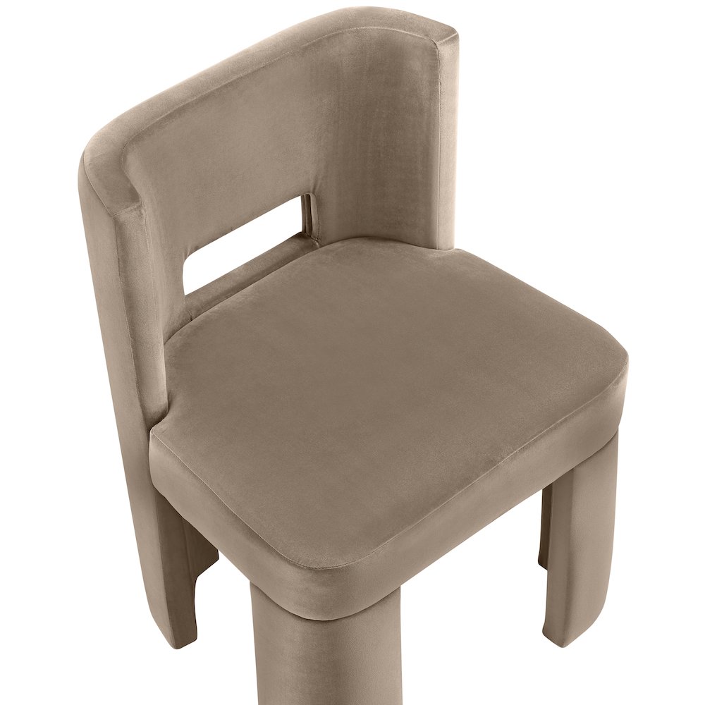 Zuno Taupe Velvet Performance Fabric Upholstered Dining Chair