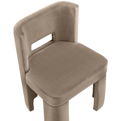 Zuno Taupe Velvet Performance Fabric Upholstered Dining Chair