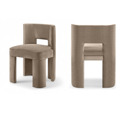 Zuno Taupe Velvet Performance Fabric Upholstered Dining Chair