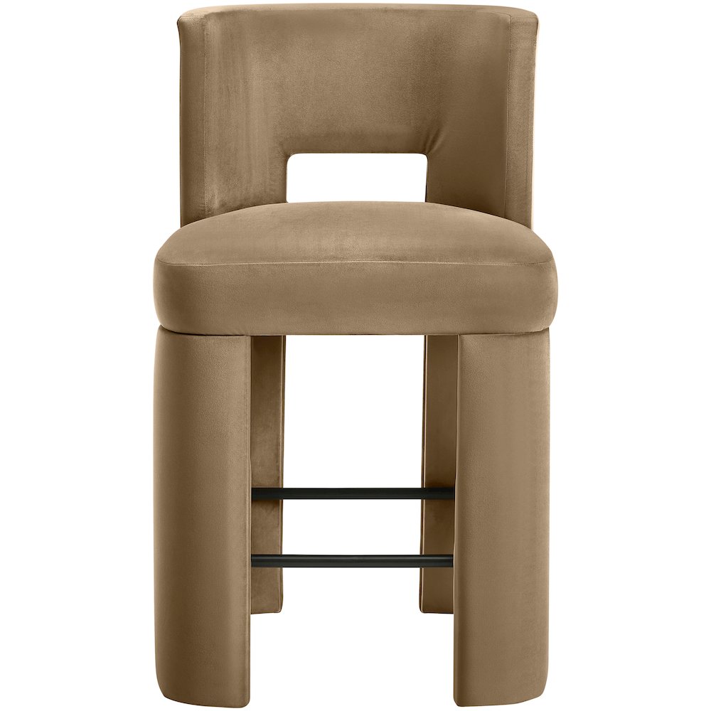 Zuno Beige Velvet Performance Fabric Upholstered Counter Stool
