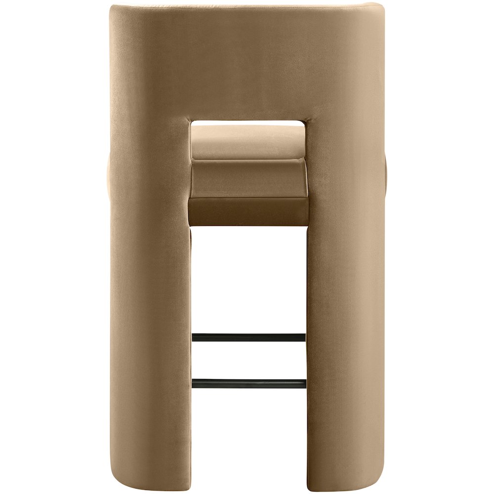 Zuno Beige Velvet Performance Fabric Upholstered Counter Stool