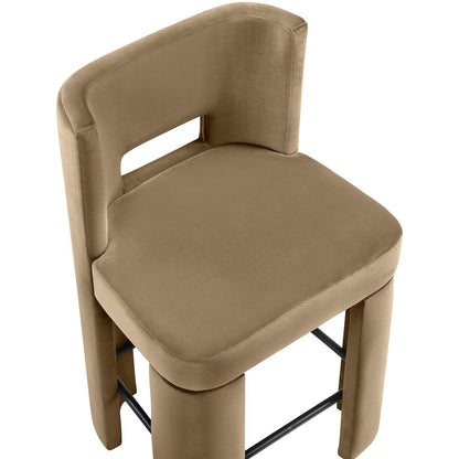 Zuno Beige Velvet Performance Fabric Upholstered Counter Stool