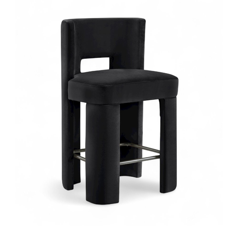 Zuno Black Velvet Performance Fabric Upholstered Counter Stool