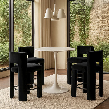 Zuno Black Velvet Performance Fabric Upholstered Counter Stool