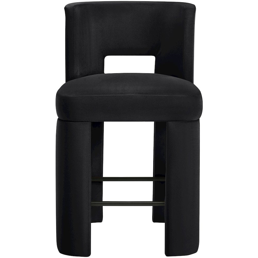 Zuno Black Velvet Performance Fabric Upholstered Counter Stool