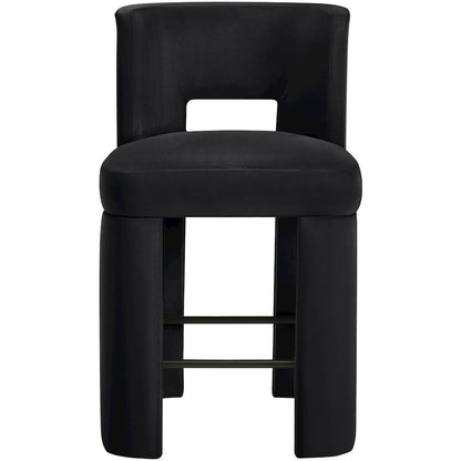Zuno Black Velvet Performance Fabric Upholstered Counter Stool