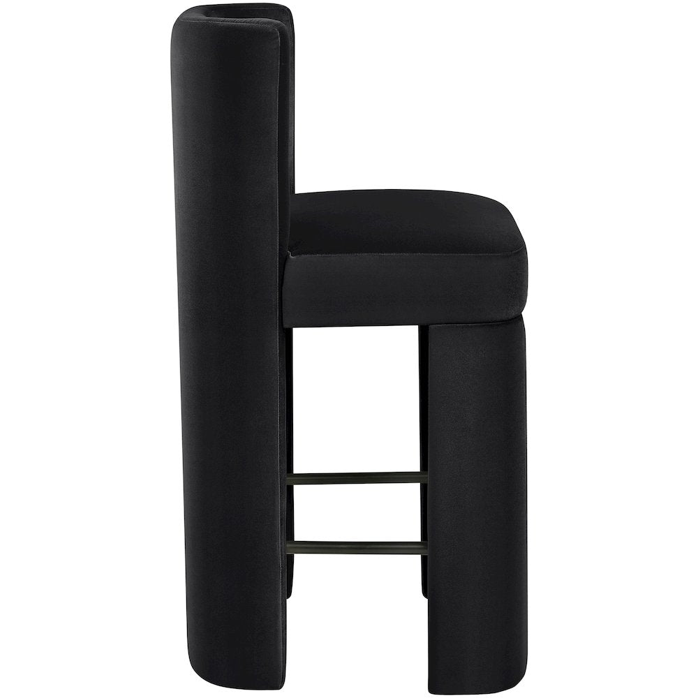 Zuno Black Velvet Performance Fabric Upholstered Counter Stool
