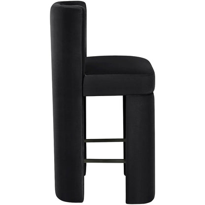 Zuno Black Velvet Performance Fabric Upholstered Counter Stool