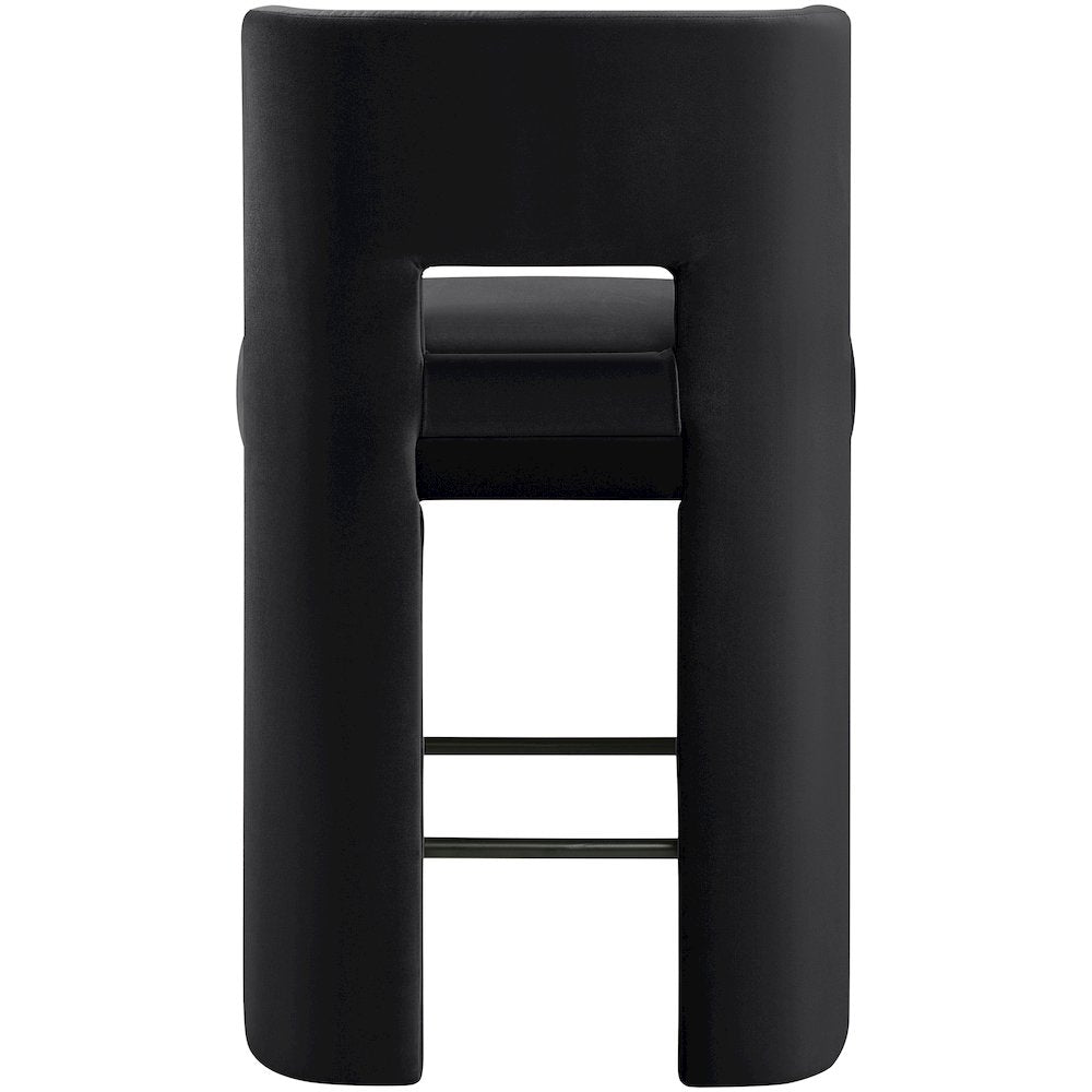 Zuno Black Velvet Performance Fabric Upholstered Counter Stool