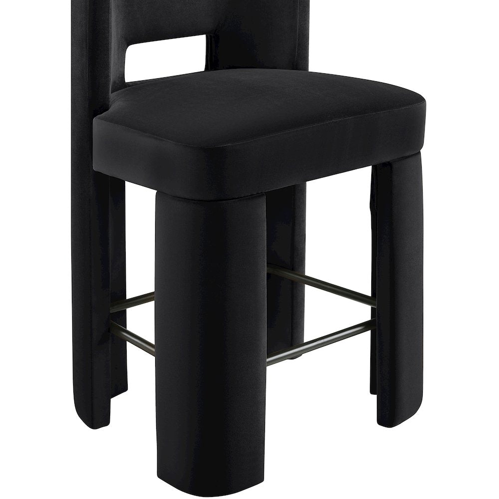 Zuno Black Velvet Performance Fabric Upholstered Counter Stool