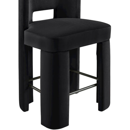Zuno Black Velvet Performance Fabric Upholstered Counter Stool