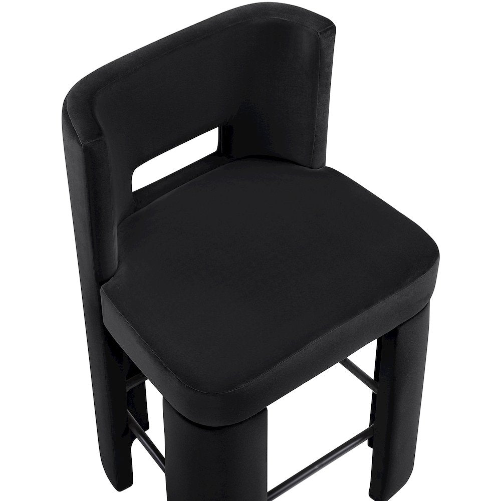 Zuno Black Velvet Performance Fabric Upholstered Counter Stool