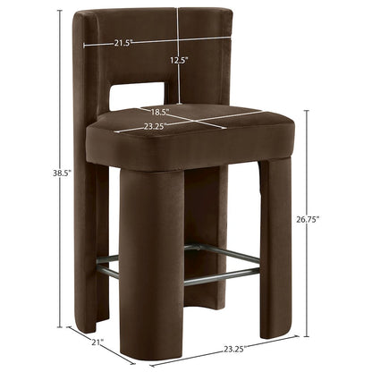 Zuno Brown Velvet Performance Fabric Upholstered Counter Stool