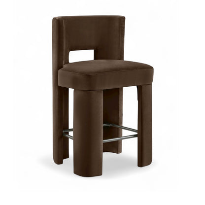 Zuno Brown Velvet Performance Fabric Upholstered Counter Stool