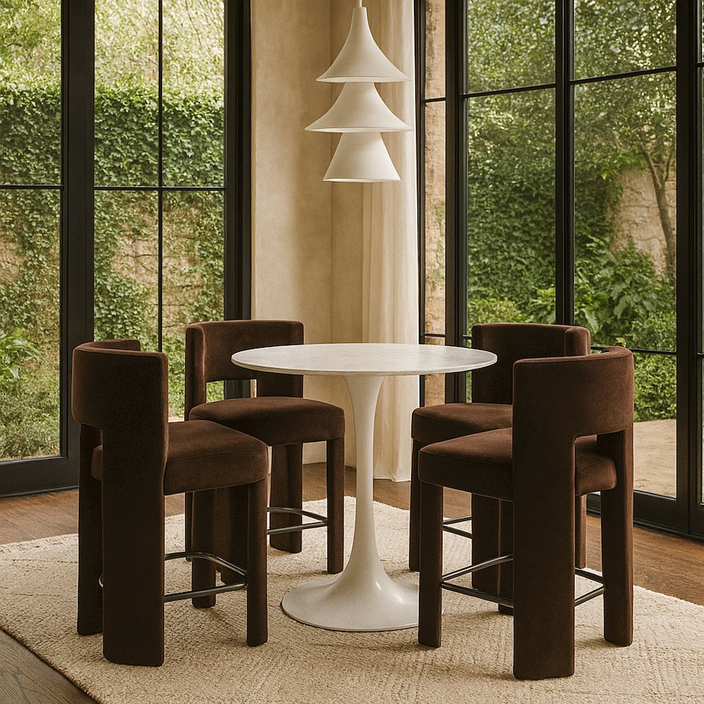Zuno Brown Velvet Performance Fabric Upholstered Counter Stool