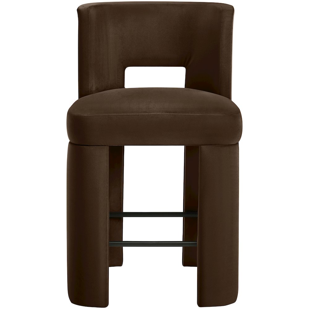 Zuno Brown Velvet Performance Fabric Upholstered Counter Stool
