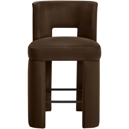 Zuno Brown Velvet Performance Fabric Upholstered Counter Stool