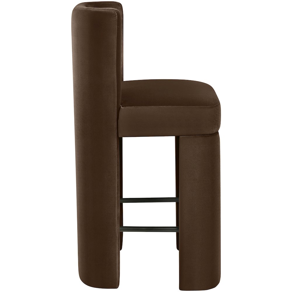 Zuno Brown Velvet Performance Fabric Upholstered Counter Stool