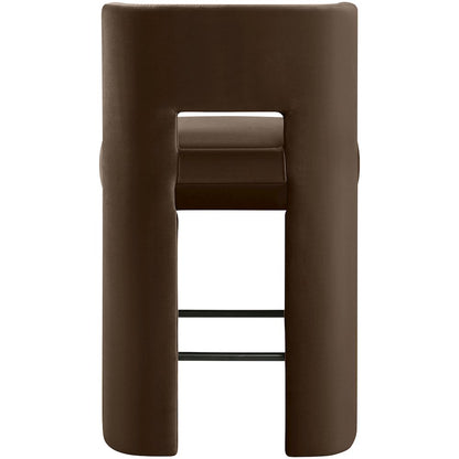 Zuno Brown Velvet Performance Fabric Upholstered Counter Stool