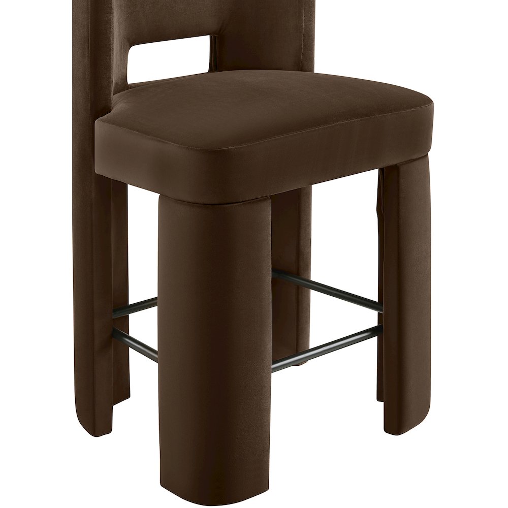 Zuno Brown Velvet Performance Fabric Upholstered Counter Stool