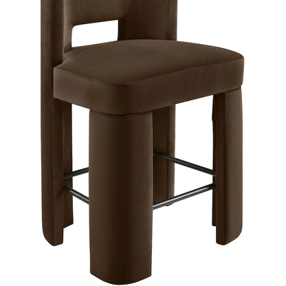 Zuno Brown Velvet Performance Fabric Upholstered Counter Stool