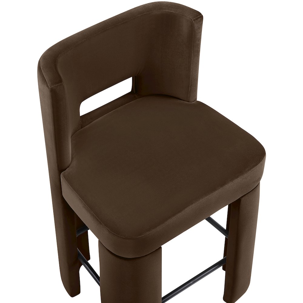 Zuno Brown Velvet Performance Fabric Upholstered Counter Stool