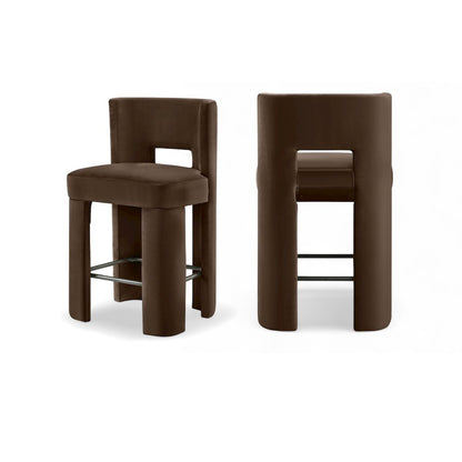 Zuno Brown Velvet Performance Fabric Upholstered Counter Stool