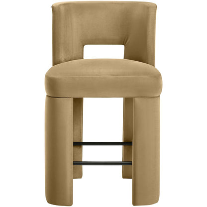Zuno Camel Velvet Performance Fabric Upholstered Counter Stool
