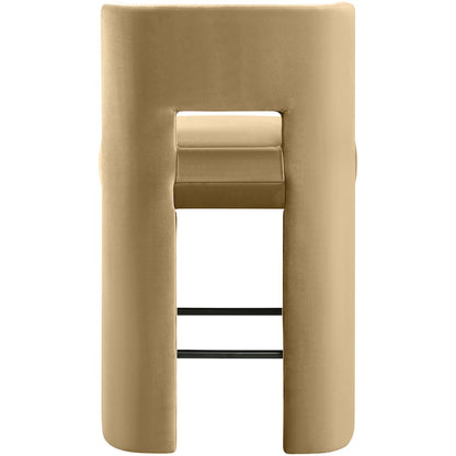 Zuno Camel Velvet Performance Fabric Upholstered Counter Stool