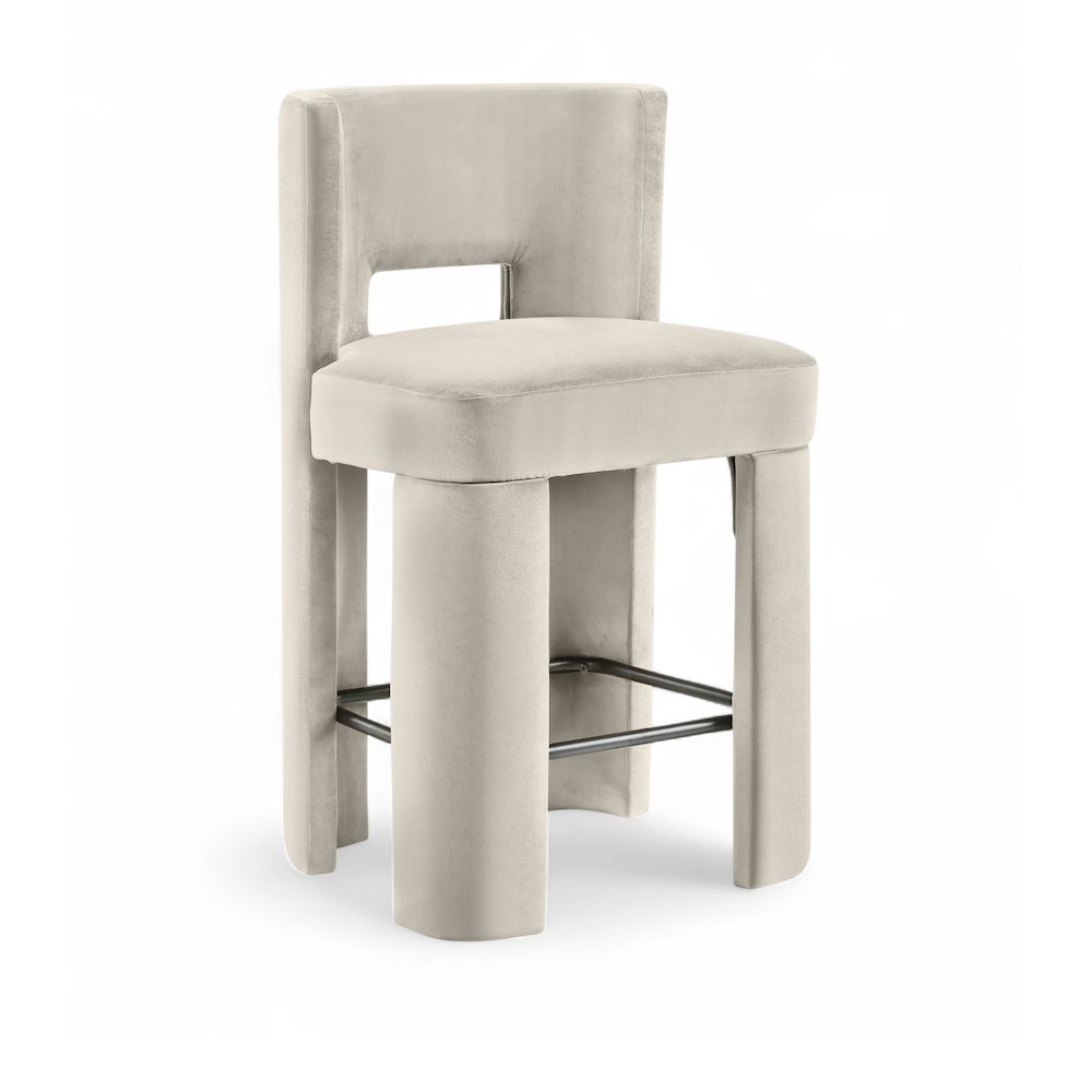 Zuno Cream Velvet Performance Fabric Upholstered Counter Stool
