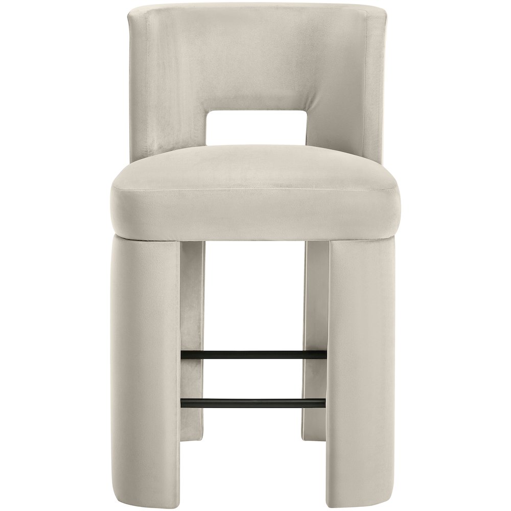 Zuno Cream Velvet Performance Fabric Upholstered Counter Stool