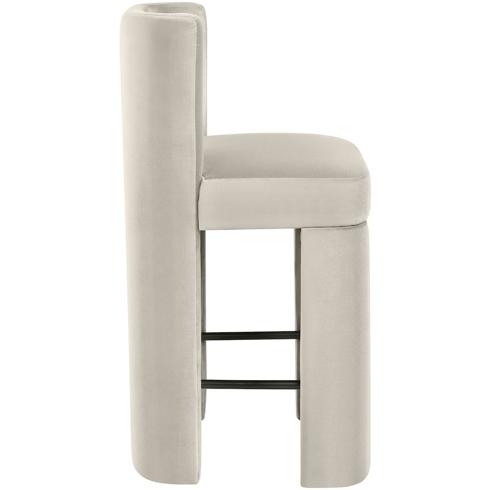 Zuno Cream Velvet Performance Fabric Upholstered Counter Stool