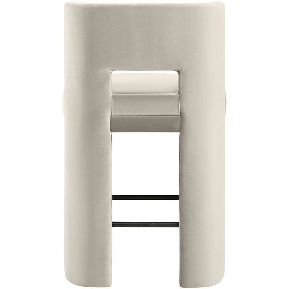 Zuno Cream Velvet Performance Fabric Upholstered Counter Stool