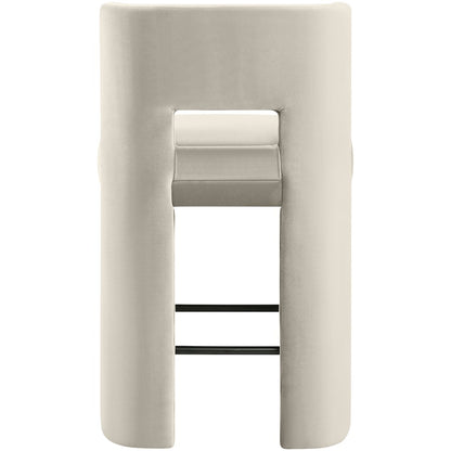 Zuno Cream Velvet Performance Fabric Upholstered Counter Stool