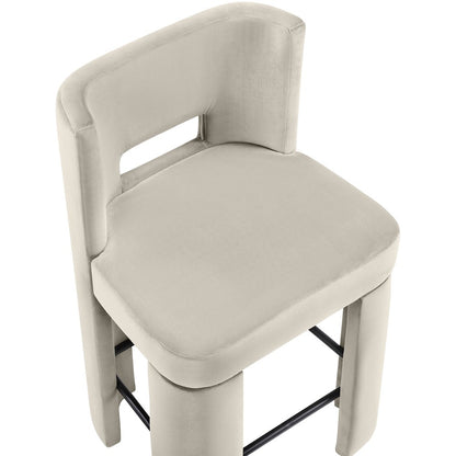Zuno Cream Velvet Performance Fabric Upholstered Counter Stool