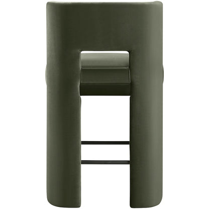 Zuno Green Velvet Performance Fabric Upholstered Counter Stool
