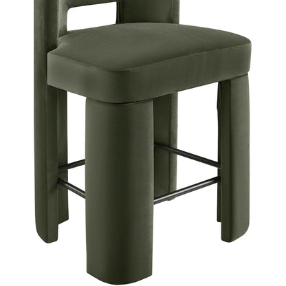 Zuno Green Velvet Performance Fabric Upholstered Counter Stool