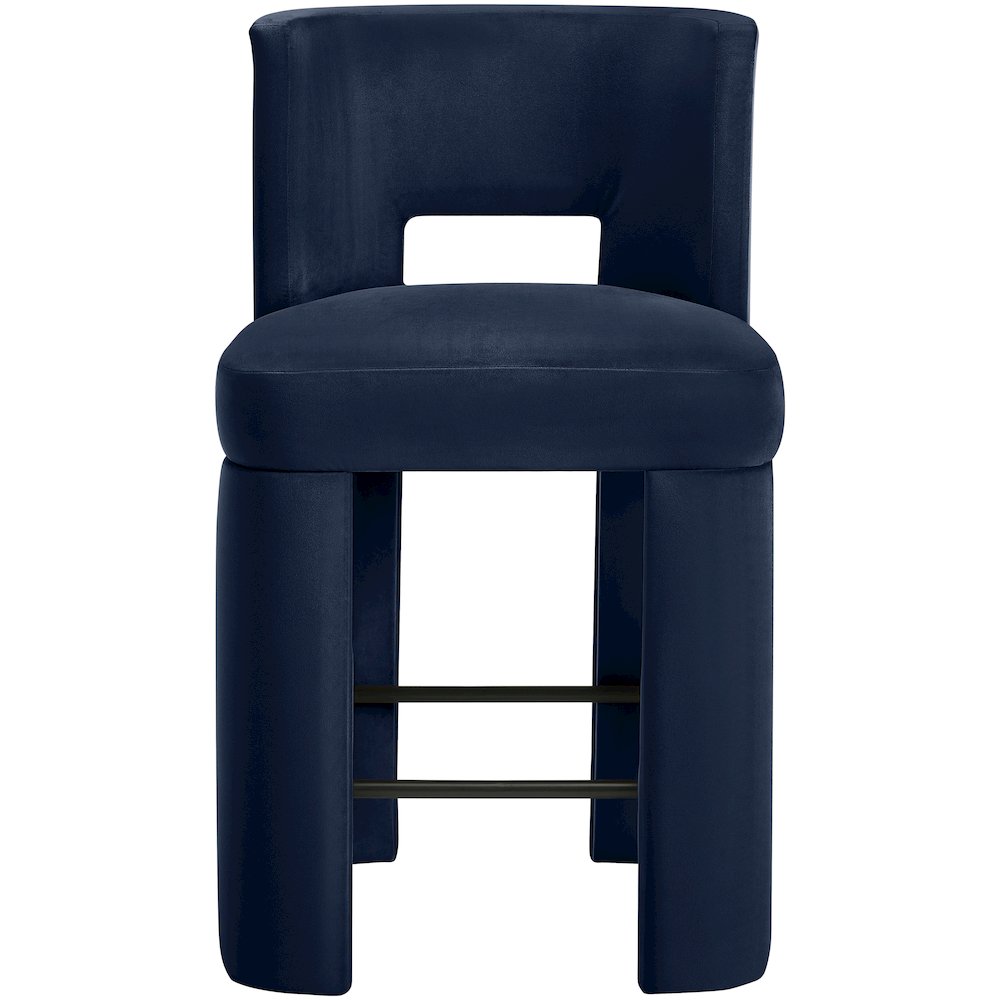 Zuno Navy Velvet Performance Fabric Upholstered Counter Stool