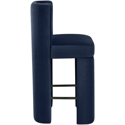 Zuno Navy Velvet Performance Fabric Upholstered Counter Stool