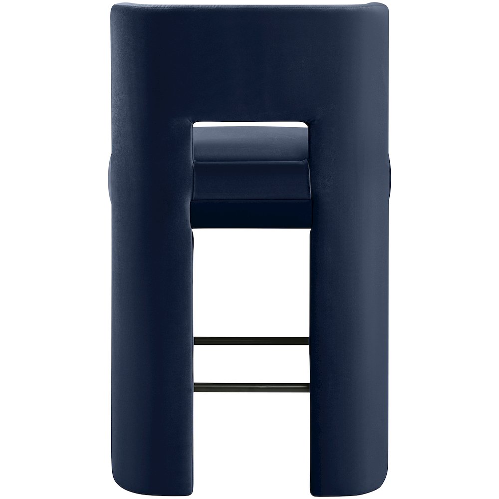 Zuno Navy Velvet Performance Fabric Upholstered Counter Stool