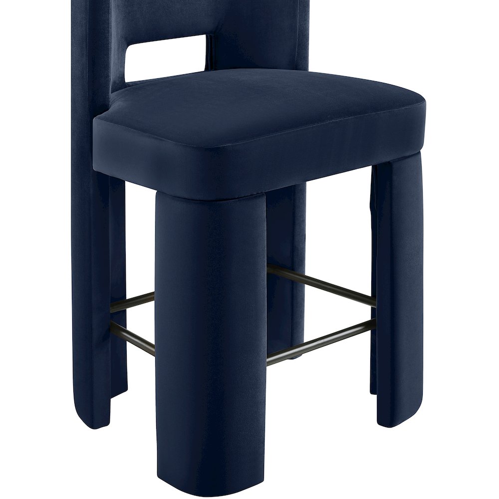 Zuno Navy Velvet Performance Fabric Upholstered Counter Stool